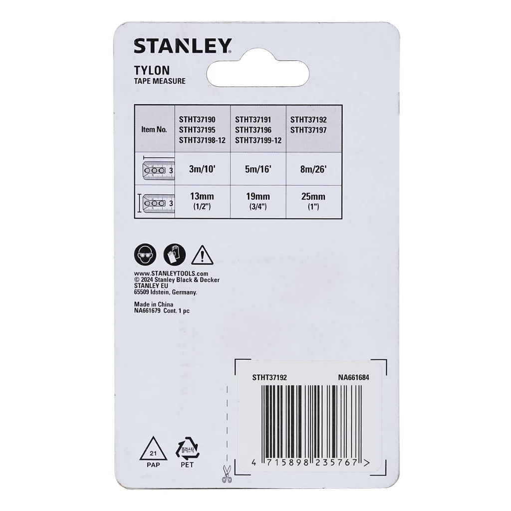 Stanley STHT37192 Steel Tape Measure 8m (Tylon) Stanley STHT37192 Steel Tape Measure 8m (Tylon)